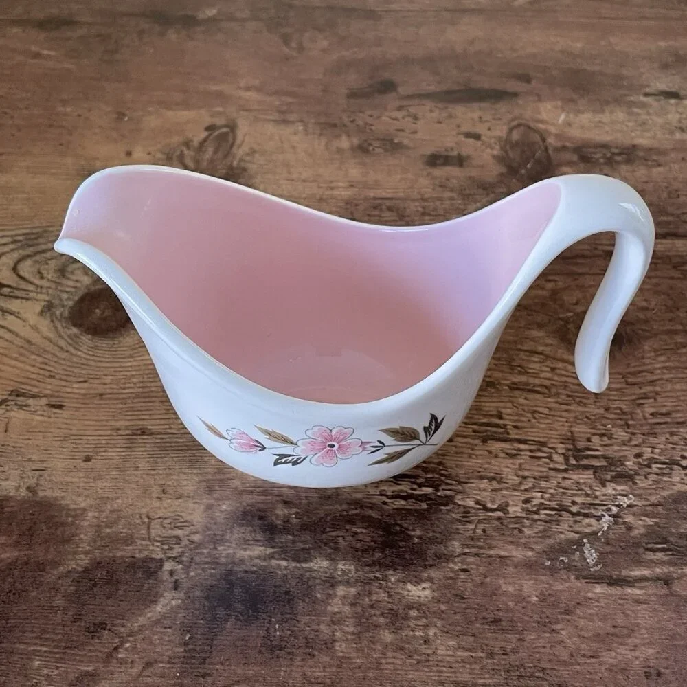 Vintage Taylor Smith Taylor Ever Yours Wild Quince Creamer Pink White Floral MCM